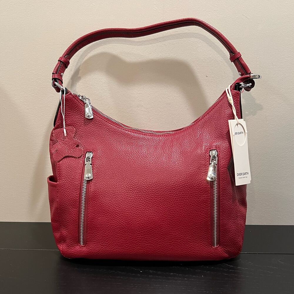 NWT Over Earth Leather Shoulder Hobo Bag Purse - Picture 6 of 16